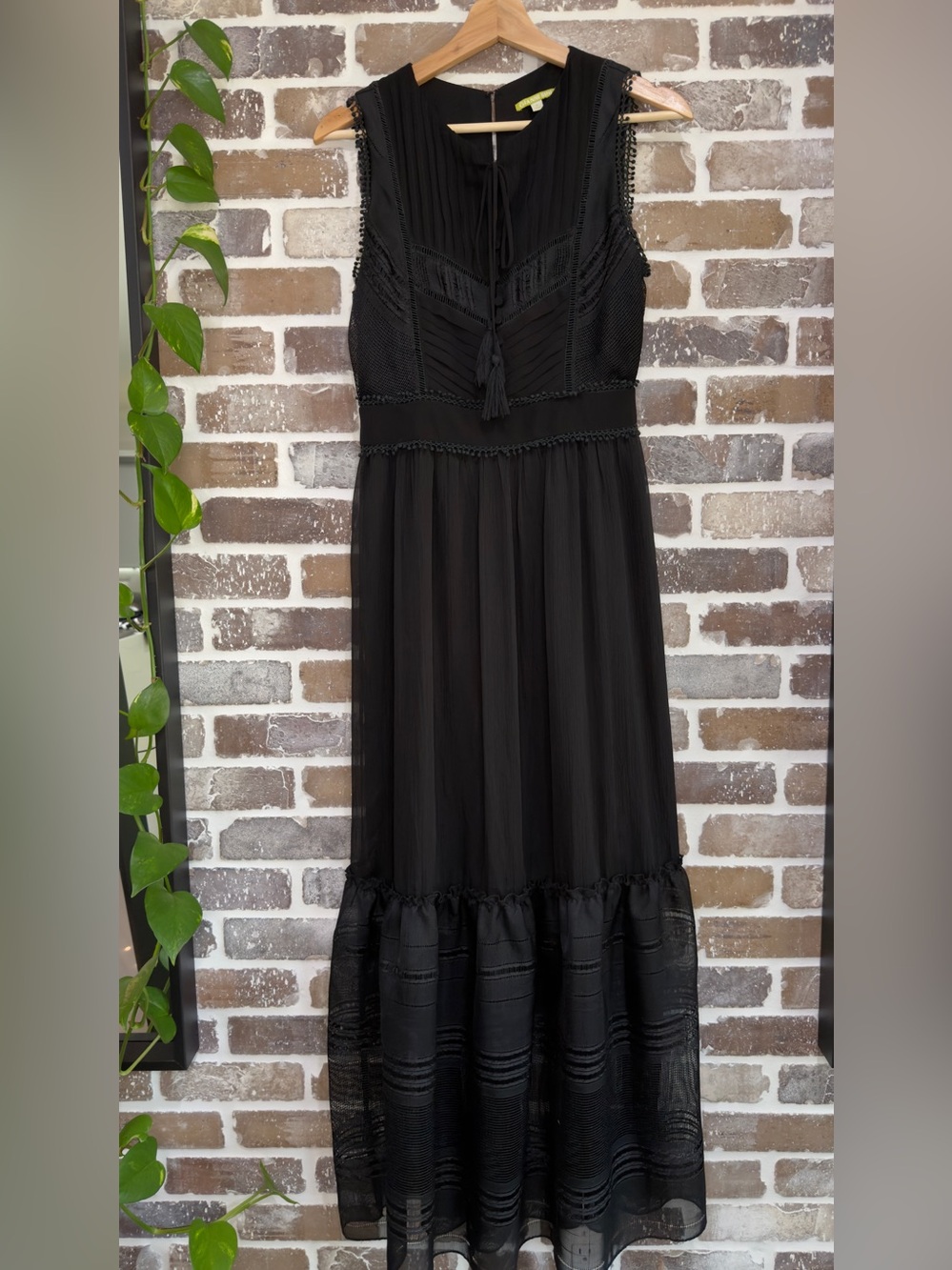 Gianni Bini Black Maxi Dress with Tassel Detail